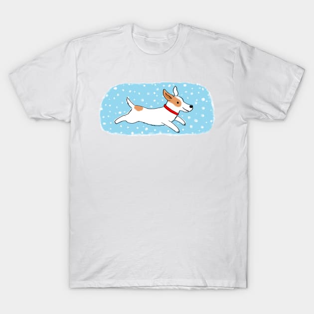 Snow Dog Holiday | Cute Jack Russell Terrier Puppy T-Shirt by Coffee Squirrel